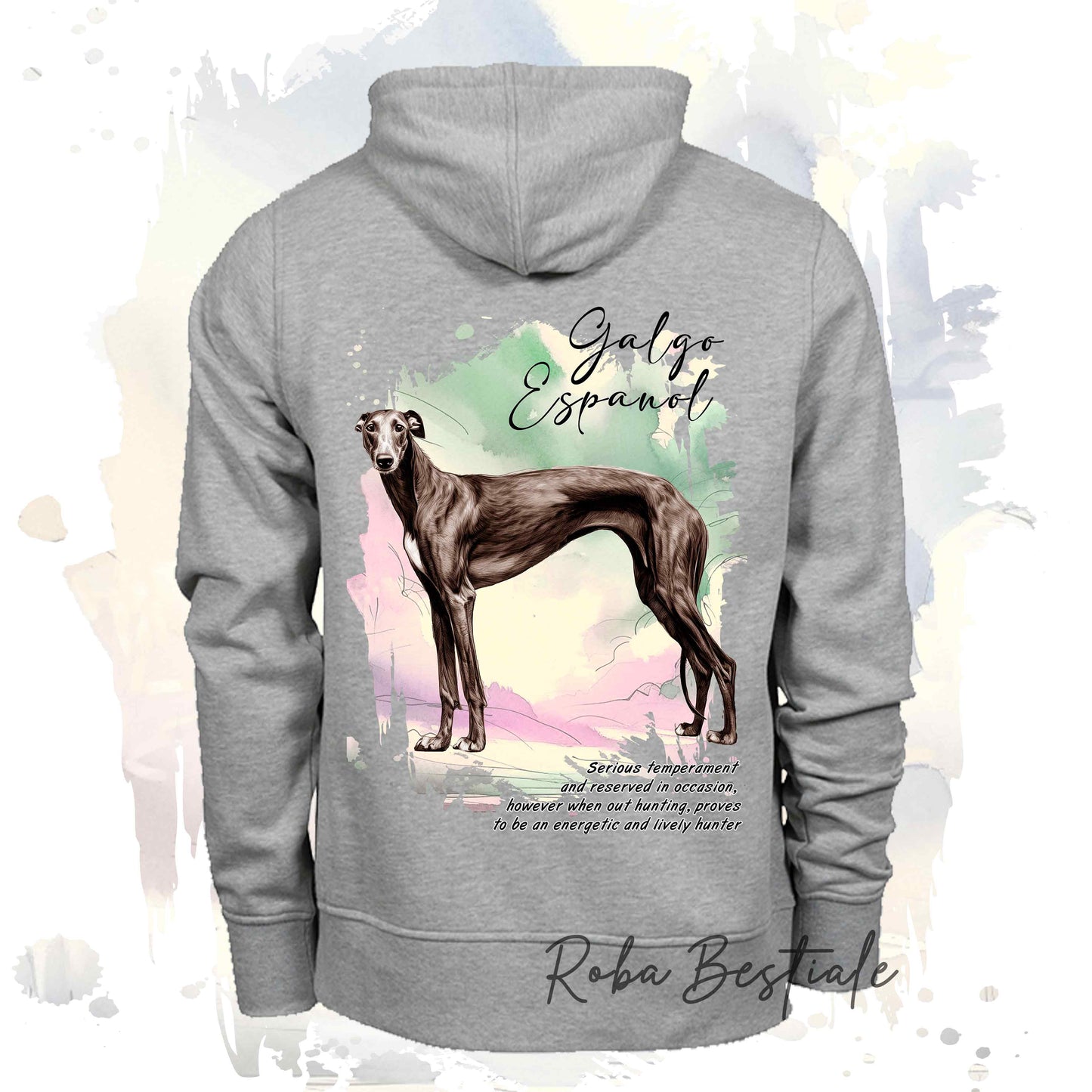 Felpa BEHAVIOR - GALGO ESPANOL Castano Bruciato - Standard FCI - Unisex - Grigia - dalla XS alla 3XL