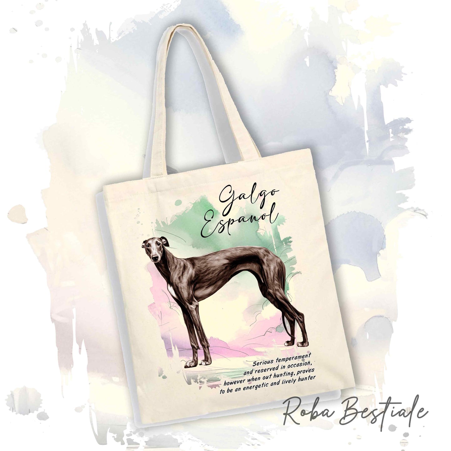 Shopper BEHAVIOR - GALGO ESPANOL Castano Bruciato - Standard FCI - Diversi colori disponibili, 100% Cotone