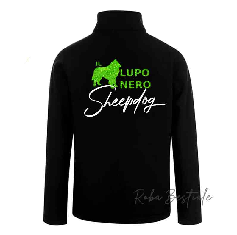 - PREVENDITA - Giacca in SoftShell IL LUPO NERO - GLITTERATA! Uomo o Donna - Nera dalla S alla 3XL
