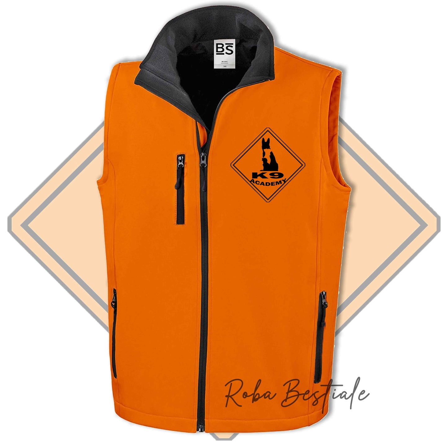 Gilet in SoftShell K9 ACADEMY - Unisex - Nero o Arancione, dalla XS alla 3XL