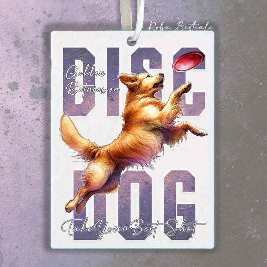 Deodorante Auto APTITUDE - DISC DOG - GOLDEN RETRIEVER - In Feltro, con cordino - 7,5 x 10 cm