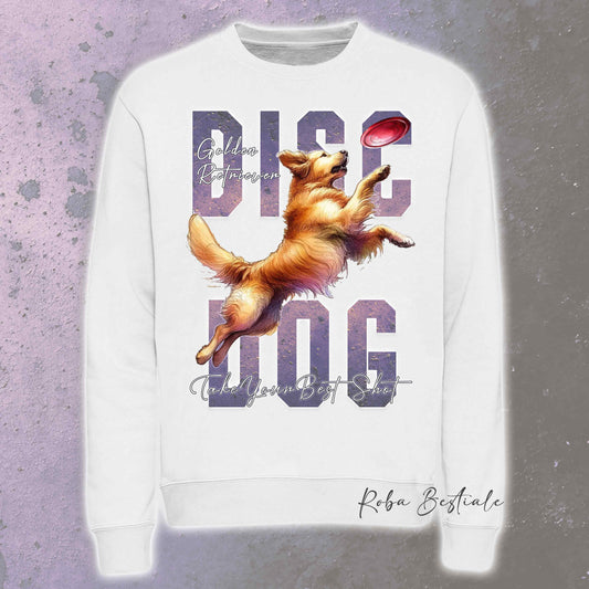 Felpa Invernale APTITUDE - DISC DOG - GOLDEN RETRIEVER - Girocollo, Unisex, in tanti colori! - dalla XS alla 3XL