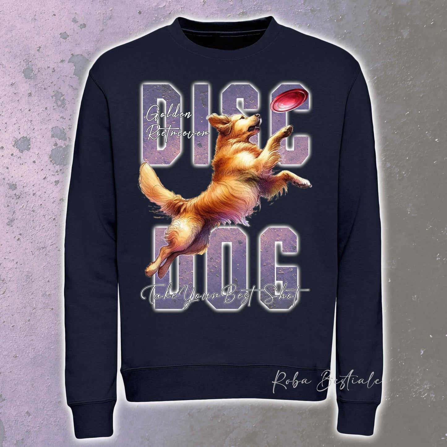 Felpa Invernale APTITUDE - DISC DOG - GOLDEN RETRIEVER - Girocollo, Unisex, in tanti colori! - dalla XS alla 3XL