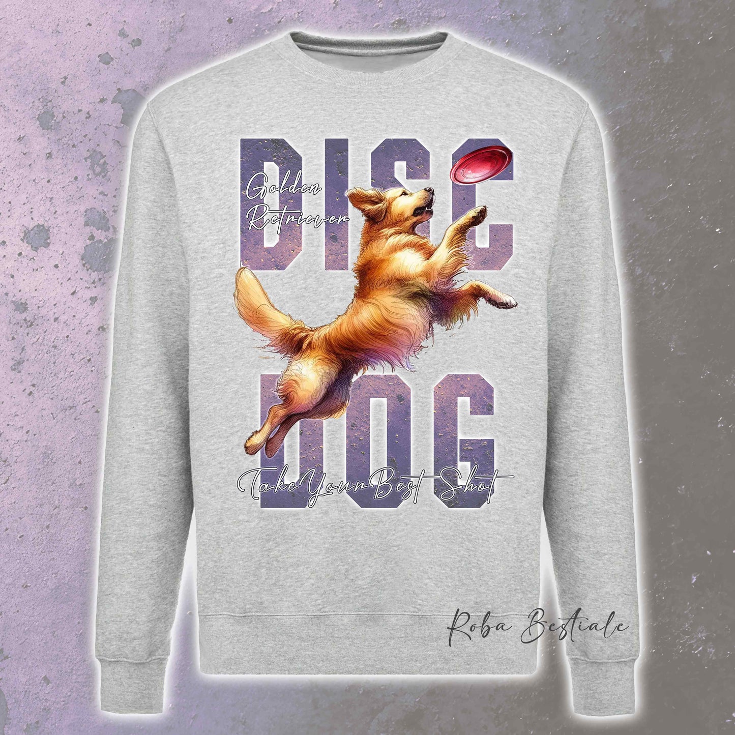 Felpa Invernale APTITUDE - DISC DOG - GOLDEN RETRIEVER - Girocollo, Unisex, in tanti colori! - dalla XS alla 3XL