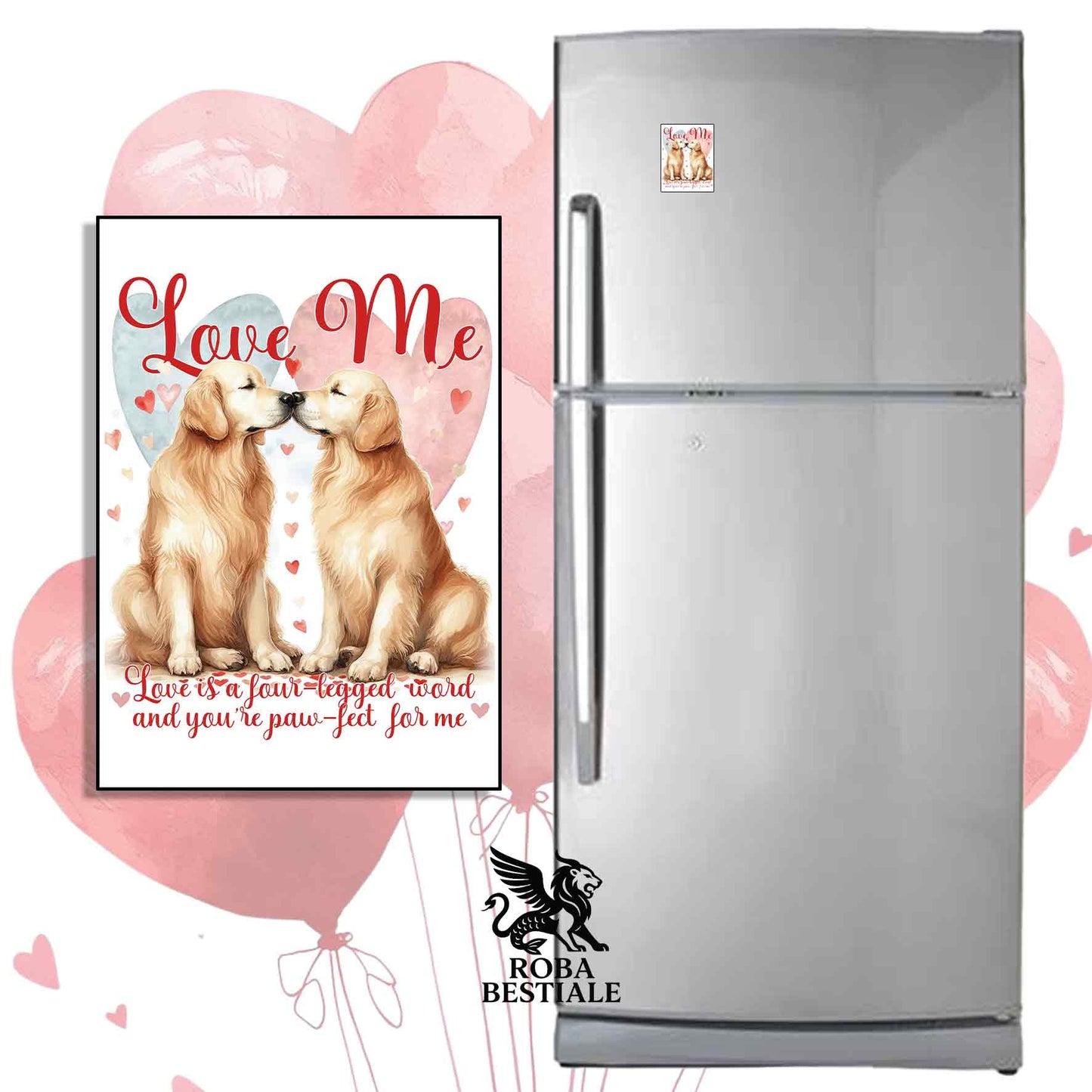 Calamita LOVE ME - GOLDEN RETRIEVER - in MDF - 7x5 cm