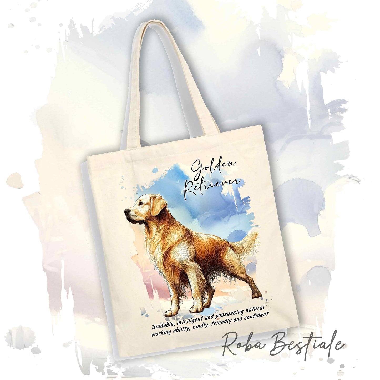 Shopper BEHAVIOR - GOLDEN RETRIEVER - Standard FCI - Diversi colori disponibili, 100% Cotone