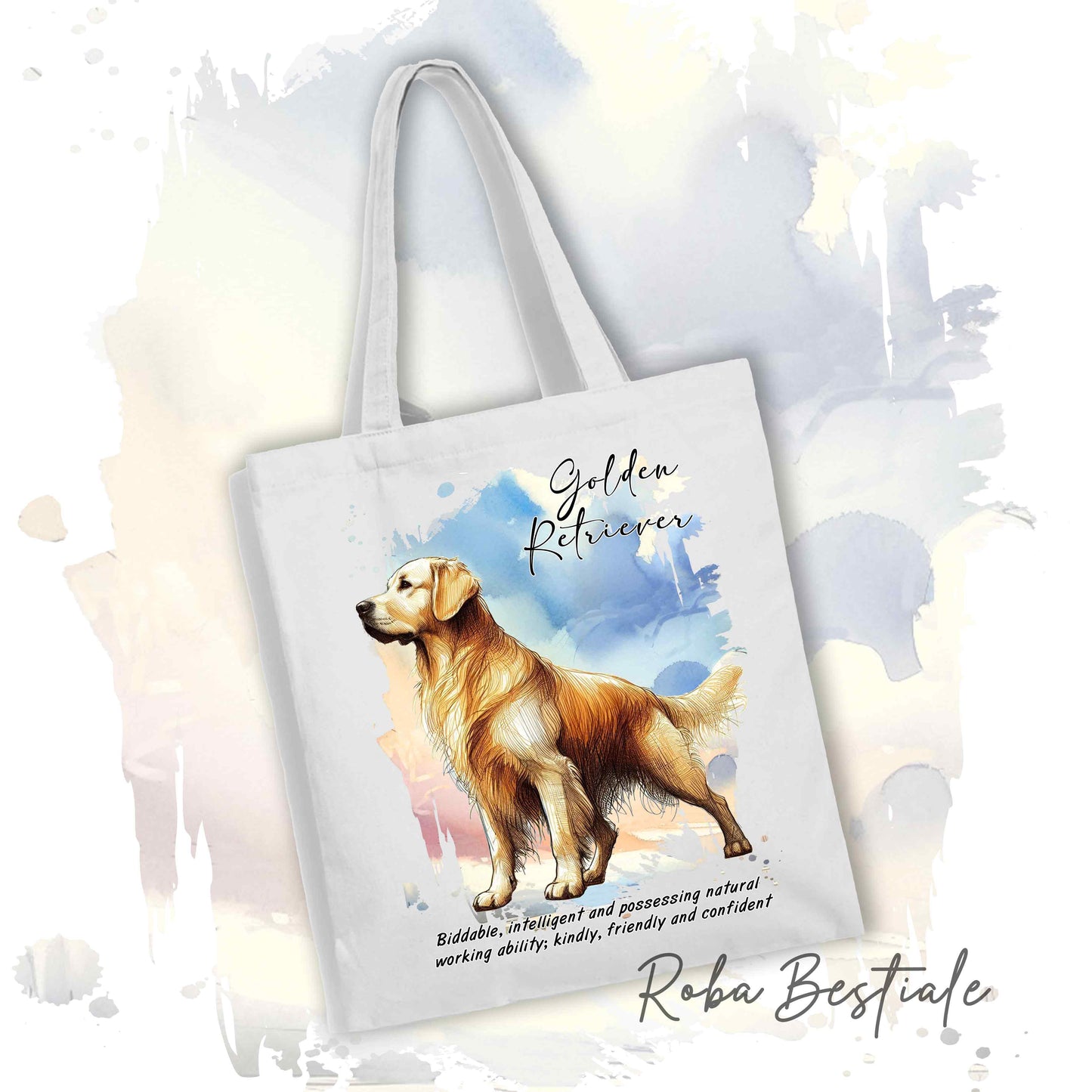 Shopper BEHAVIOR - GOLDEN RETRIEVER - Standard FCI - Diversi colori disponibili, 100% Cotone