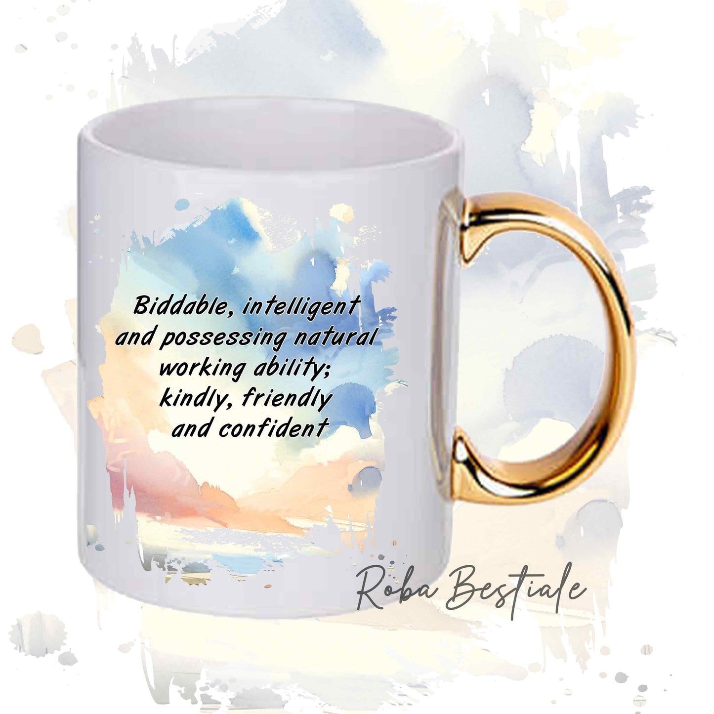 Tazza BEHAVIOR - GOLDEN RETRIEVER - Standard FCI - In Ceramica, con manico dorato - 330 ml