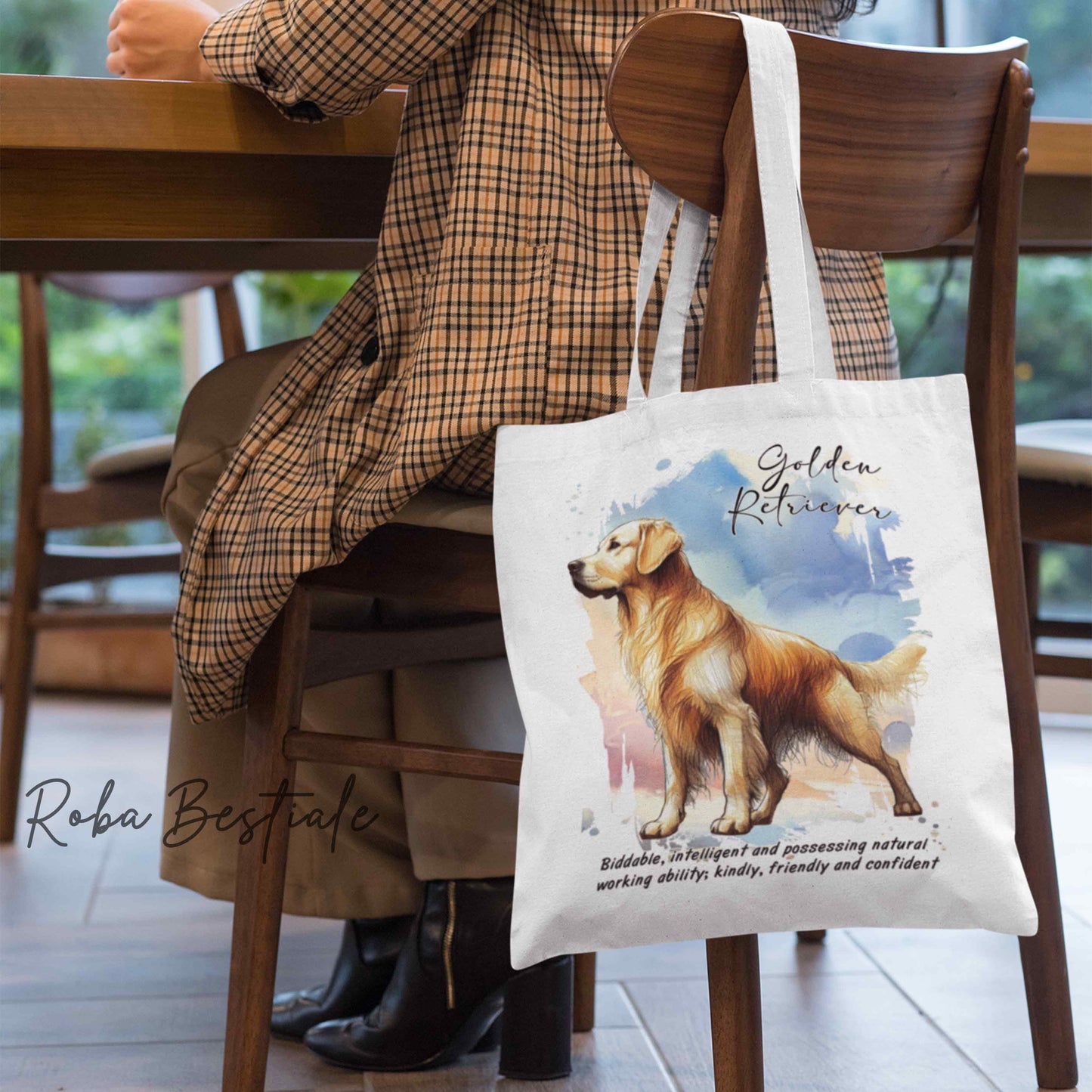 Shopper BEHAVIOR - GOLDEN RETRIEVER - Standard FCI - Diversi colori disponibili, 100% Cotone