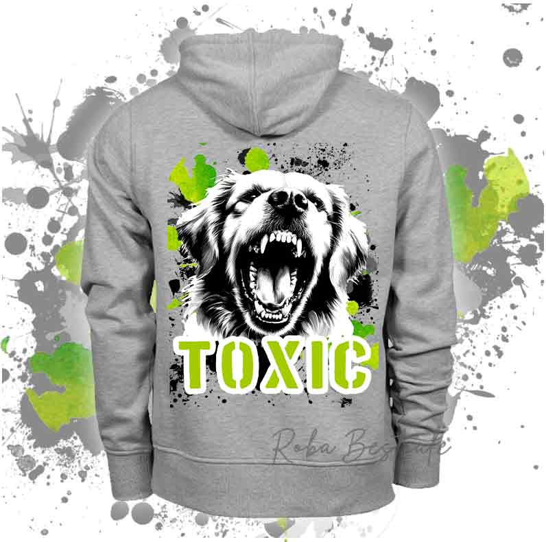 Felpa Invernale TOXIC - GOLDEN RETRIEVER - Con Cappuccio, Unisex - Grigia - dalla XS alla 3XL