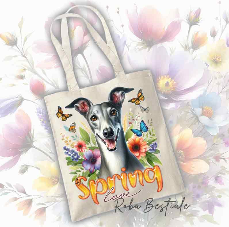 SPRING LOVE Shopper - GREYHOUND Blue and White