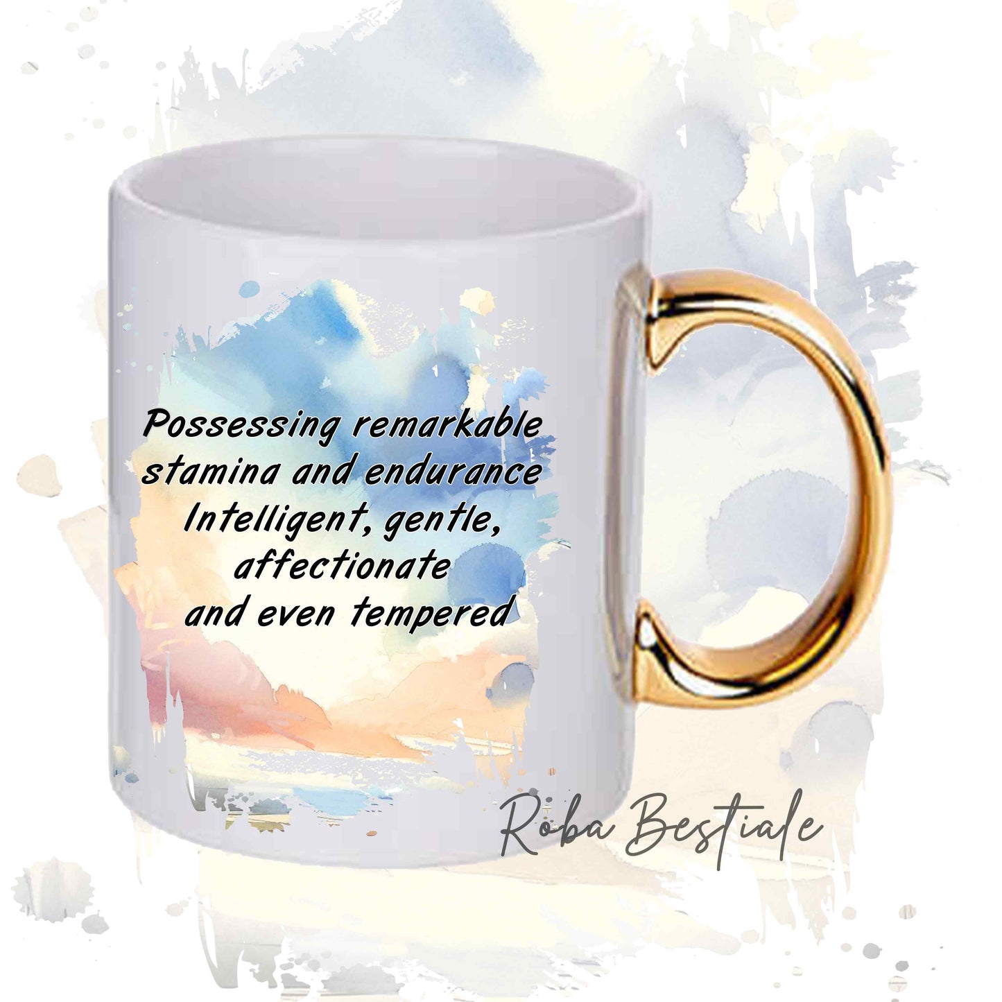 Tazza BEHAVIOR - GREYHOUND Tigrato - Standard FCI - In Ceramica, con manico dorato - 330 ml