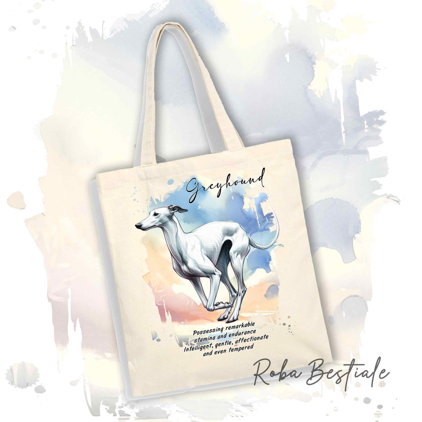 Shopper BEHAVIOR - GREYHOUND Bianco - Standard FCI - Diversi colori disponibili, 100% Cotone