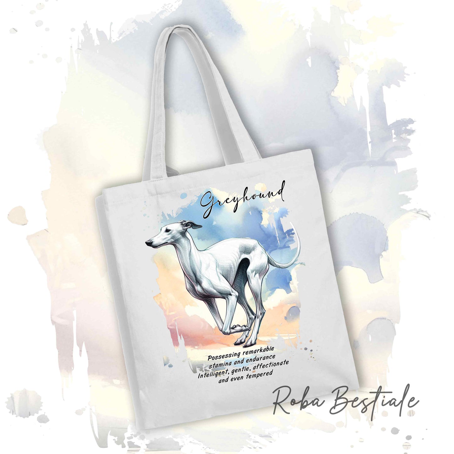 Shopper BEHAVIOR - GREYHOUND Bianco - Standard FCI - Diversi colori disponibili, 100% Cotone