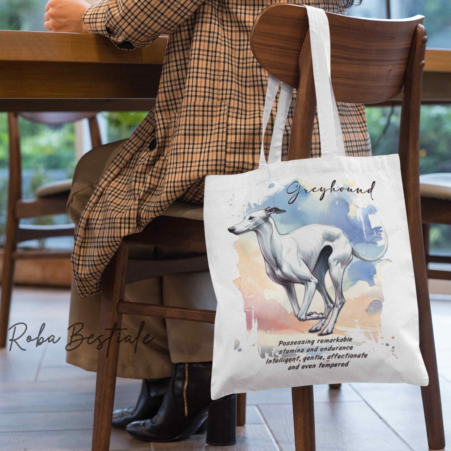 Shopper BEHAVIOR - GREYHOUND Bianco - Standard FCI - Diversi colori disponibili, 100% Cotone