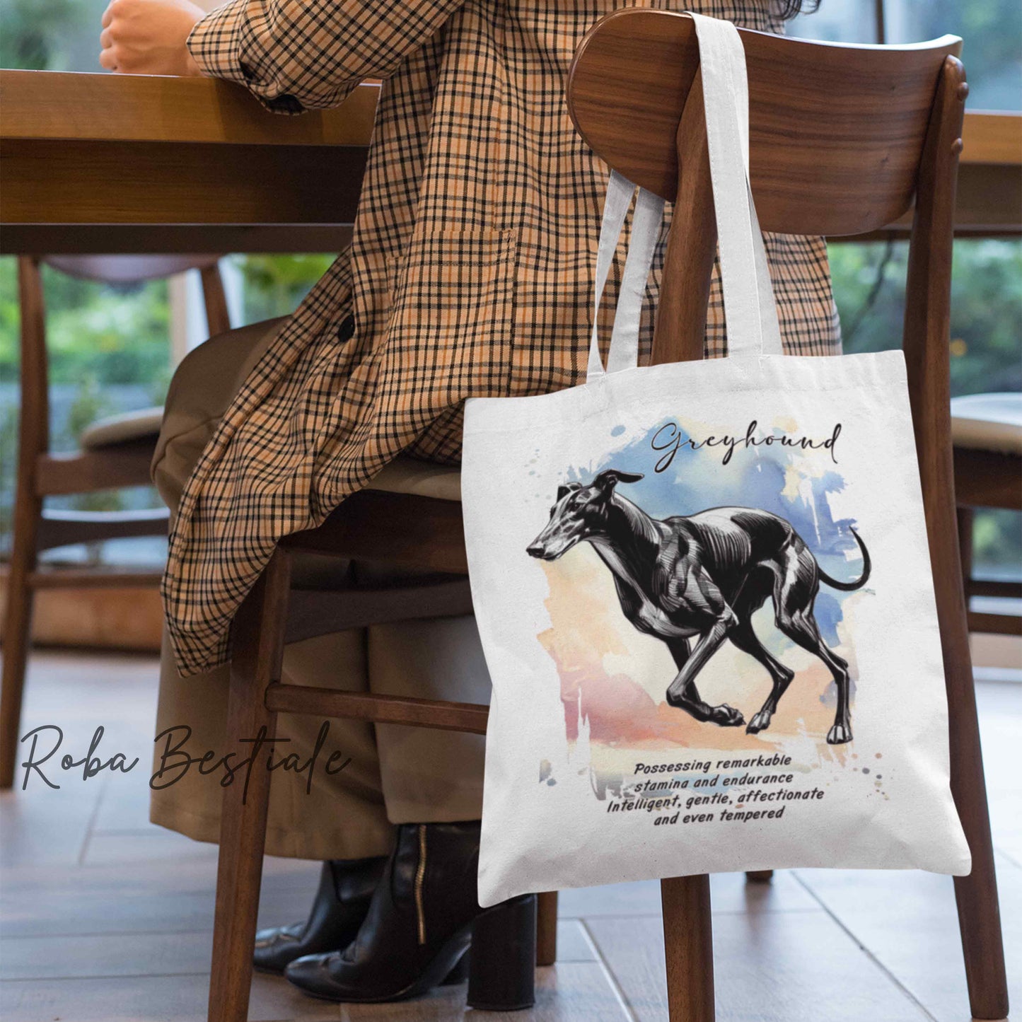 Shopper BEHAVIOR - GREYHOUND Nero - Standard FCI - Diversi colori disponibili, 100% Cotone