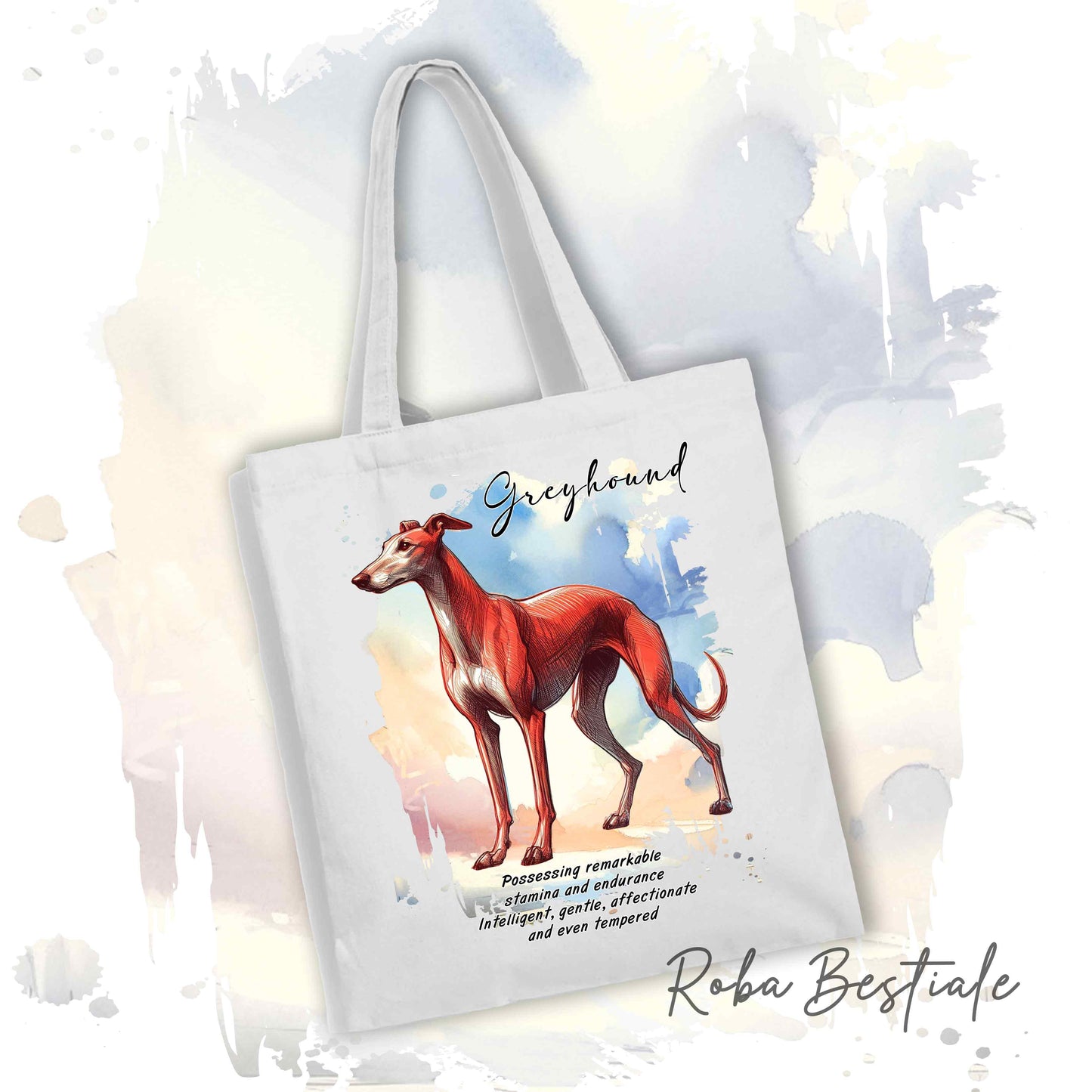 Shopper BEHAVIOR - GREYHOUND Rosso - Standard FCI - Diversi colori disponibili, 100% Cotone