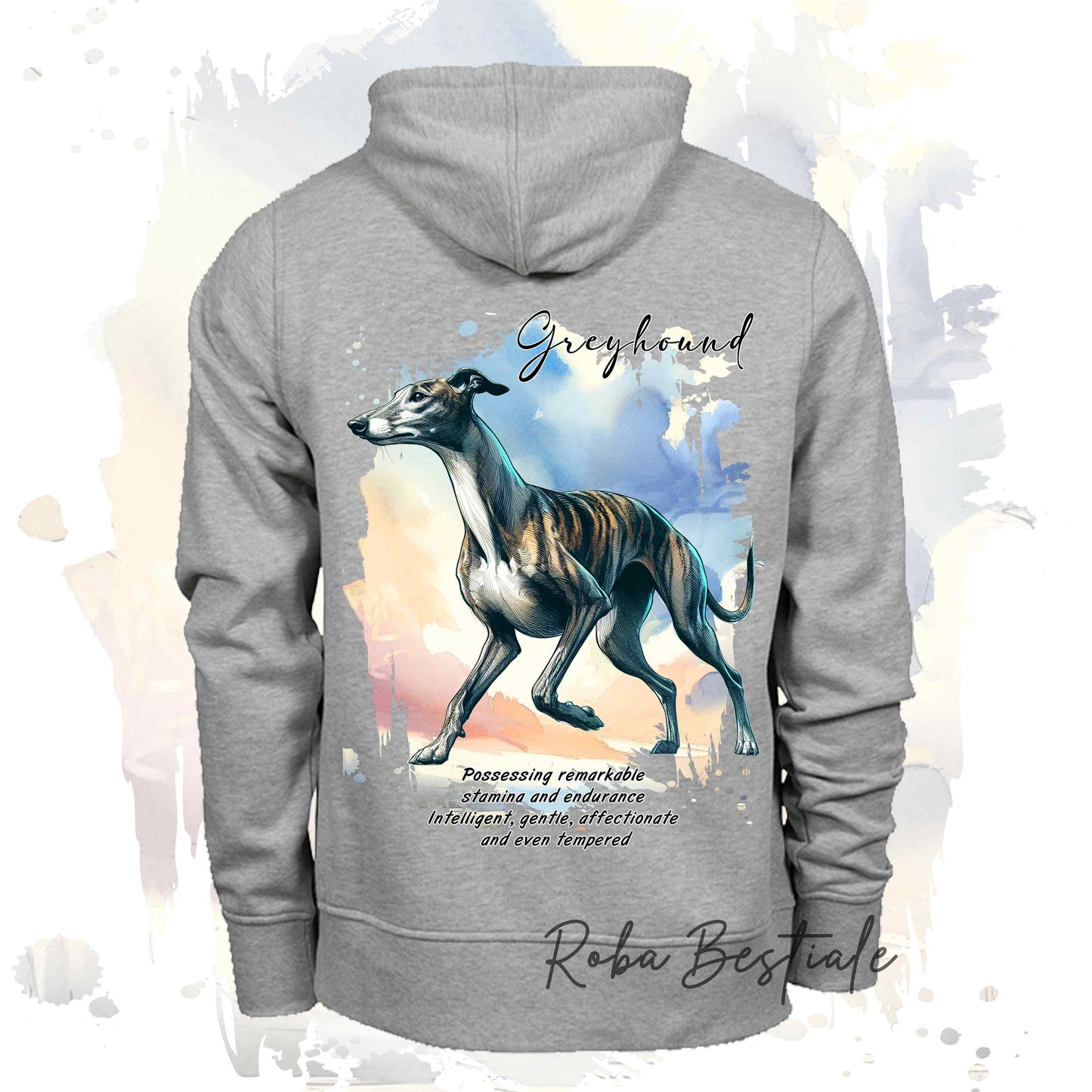 Felpa BEHAVIOR - GREYHOUND Tigrato - Standard FCI - Unisex - Grigia - dalla XS alla 3XL
