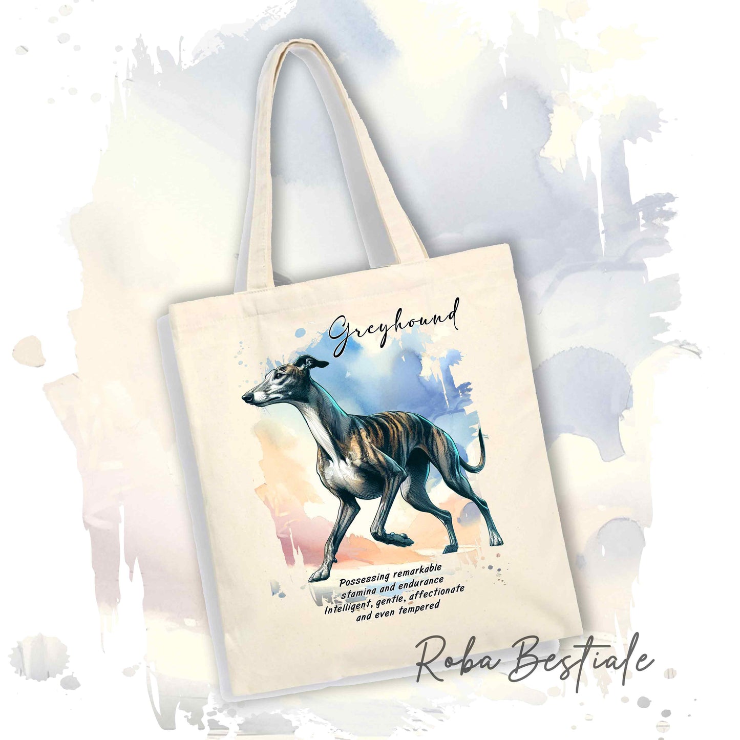 Shopper BEHAVIOR - GREYHOUND Tigrato - Standard FCI - Diversi colori disponibili, 100% Cotone