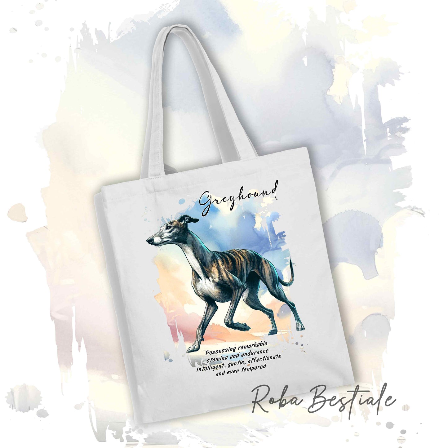 Shopper BEHAVIOR - GREYHOUND Tigrato - Standard FCI - Diversi colori disponibili, 100% Cotone