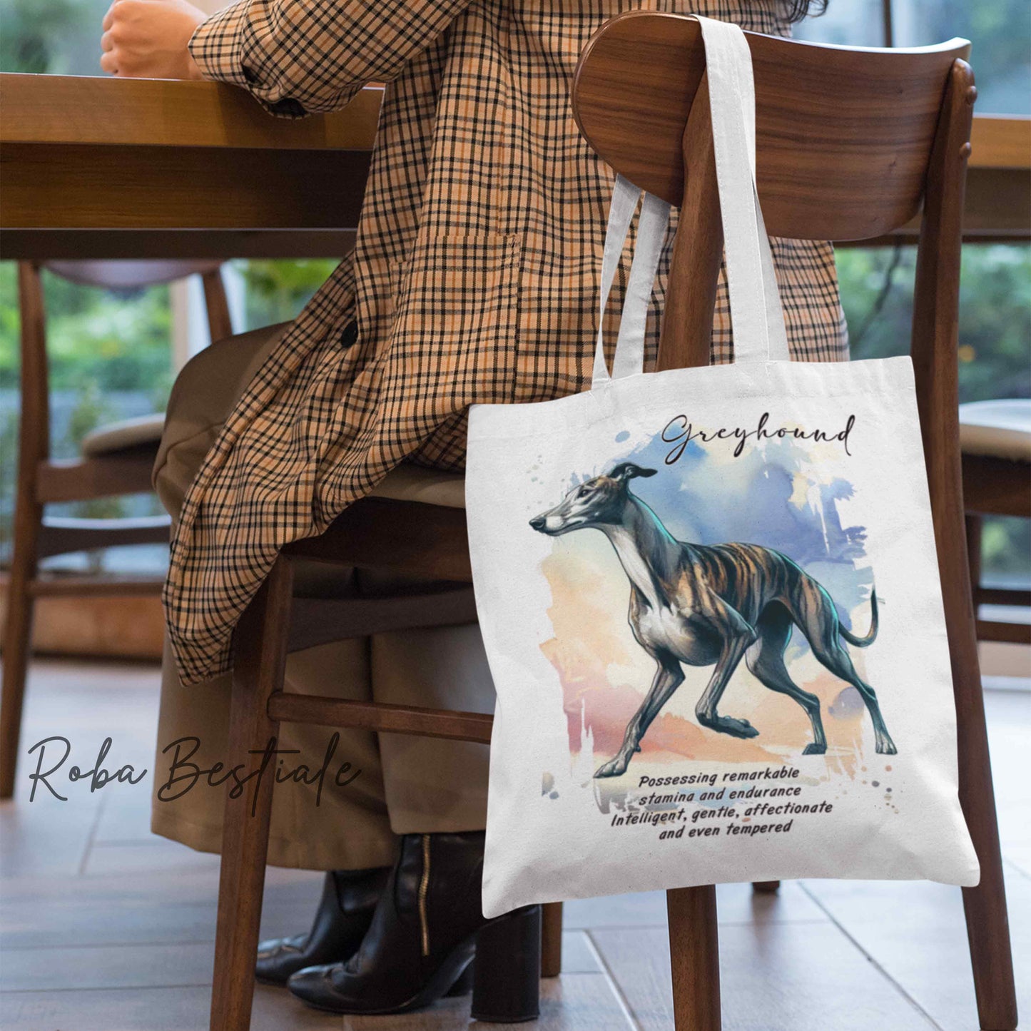 Shopper BEHAVIOR - GREYHOUND Tigrato - Standard FCI - Diversi colori disponibili, 100% Cotone