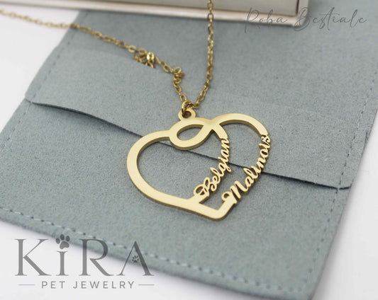 Collana KIRA PET JEWERLY - HEARTS - BELGIAN MALINOIS - In Acciaio Inox color ORO - Con catenella a maglia fine