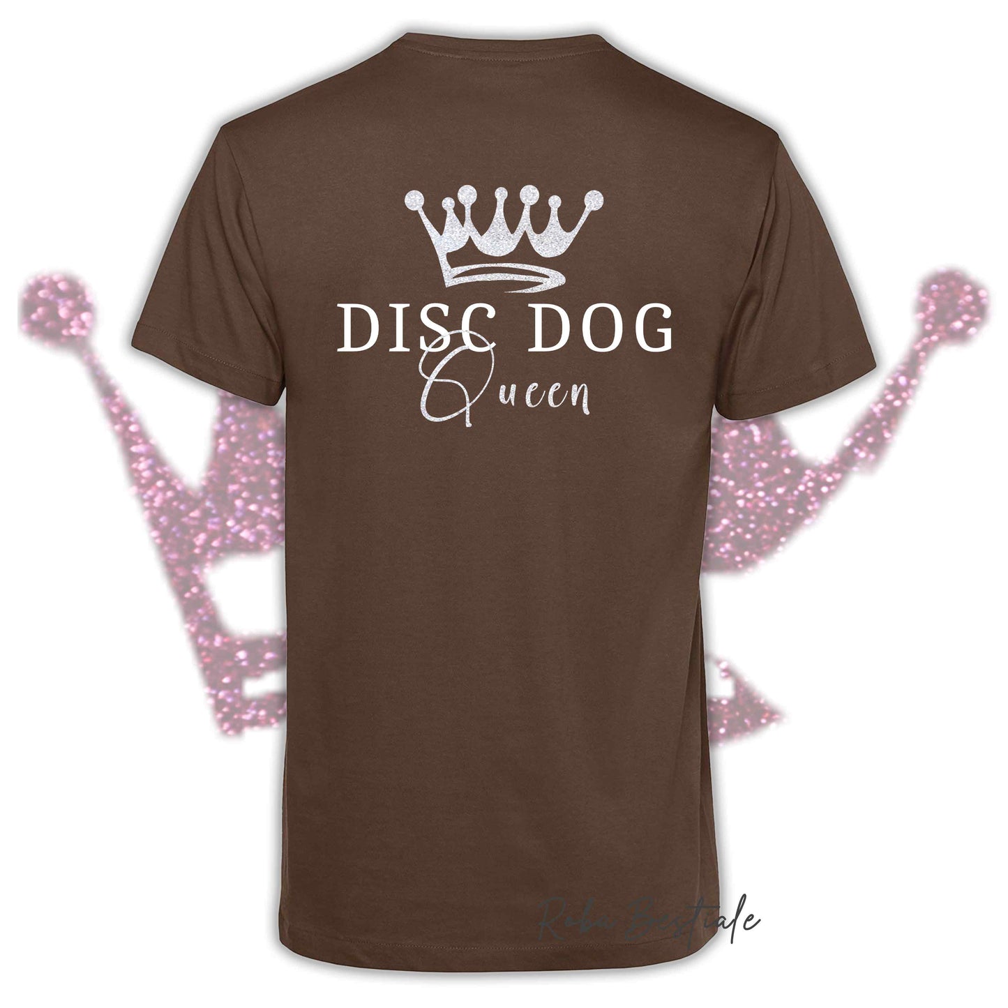 T-Shirt HRH - DISC DOG QUEEN - Uomo o Donna, HOT COLORS - Applicazioni BIANCO GLITTER! - dalla XS alla 5XL