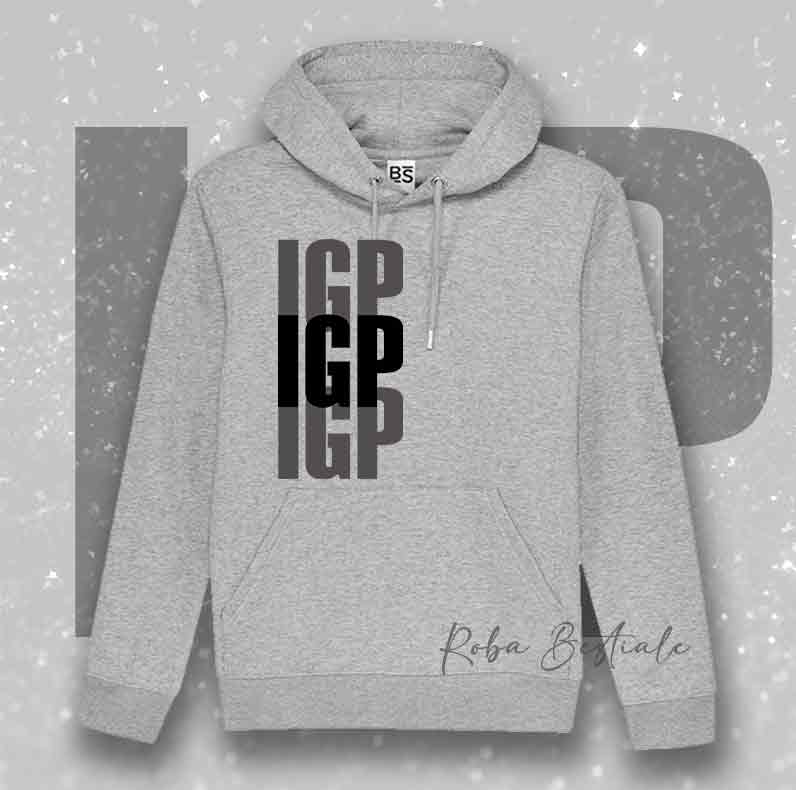 Felpa SOLO SCRITTE - IGP - Nera o Grigia, Scritta in Vinile in colore a scelta - Unisex - dalla XS alla 3XL