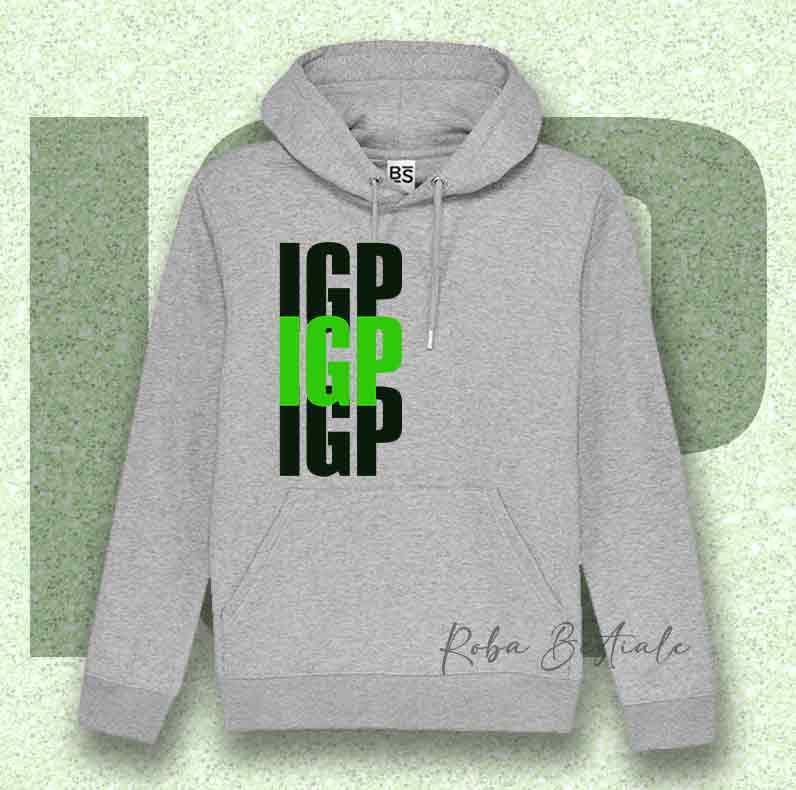 Felpa SOLO SCRITTE - IGP - Nera o Grigia, Scritta in Vinile in colore a scelta - Unisex - dalla XS alla 3XL
