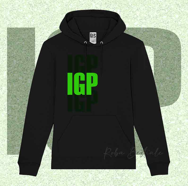 Felpa SOLO SCRITTE - IGP - Nera o Grigia, Scritta in Vinile in colore a scelta - Unisex - dalla XS alla 3XL