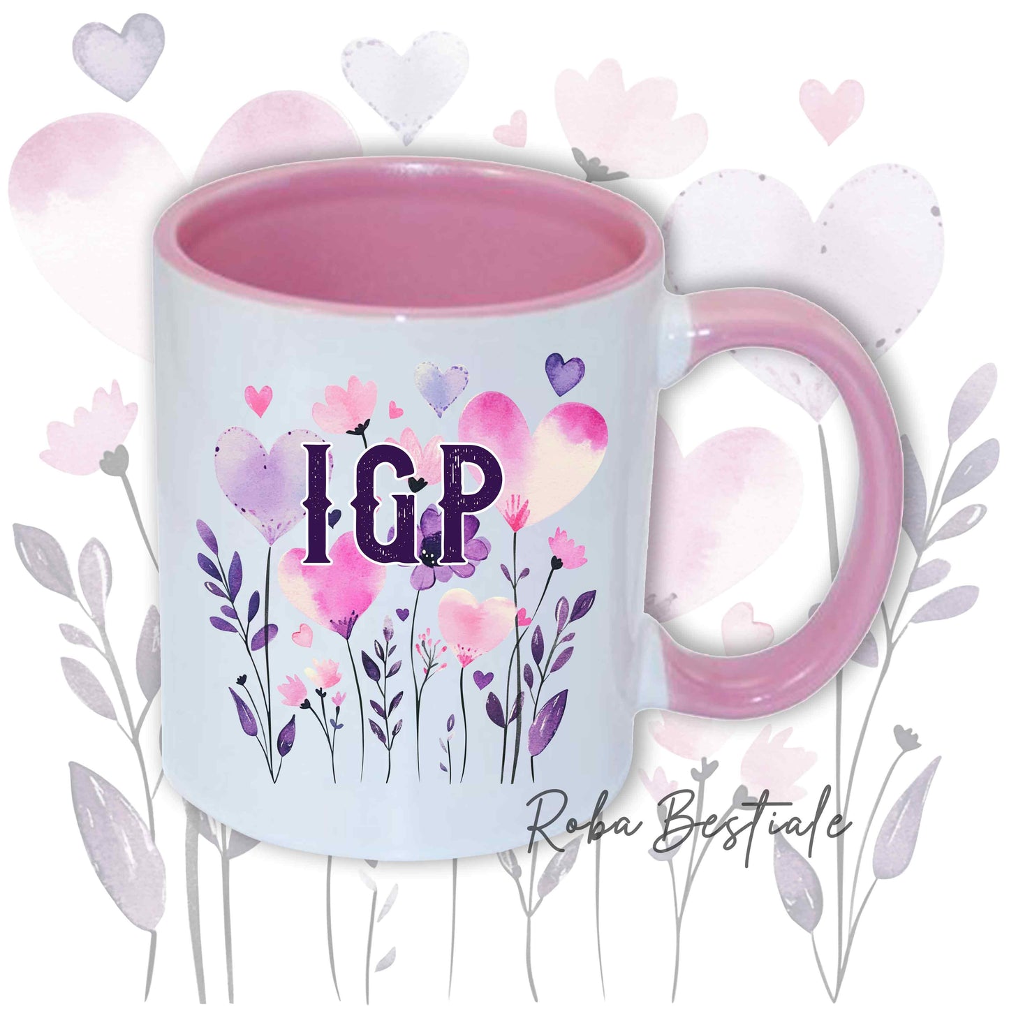 Tazza CANDY - IGP - In Ceramica, con manico e interno colorato - 330 ml