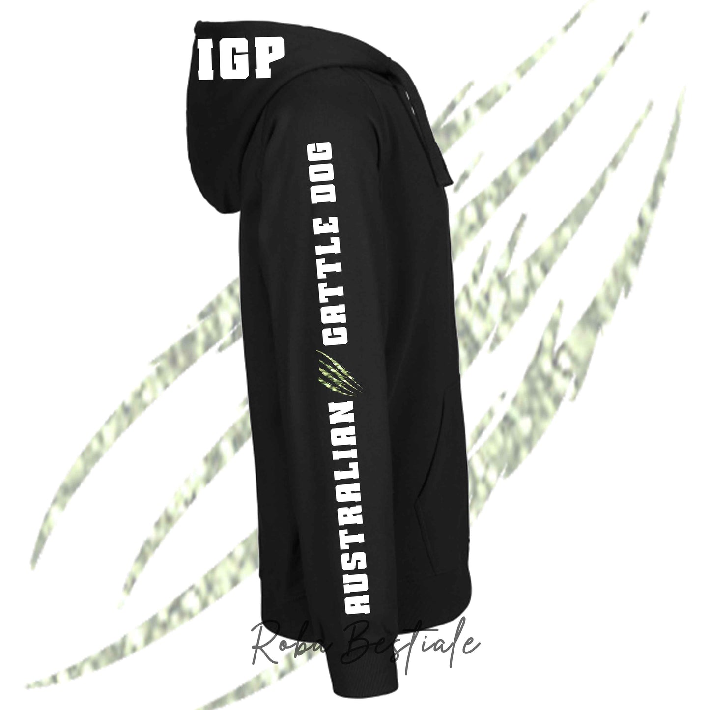 Felpa Invernale Full Zip IGP4 - AUSTRALIAN CATTLE DOG - GLITTER! Unisex - Nera - Dettagli in Colore a Scelta - dalla XS alla 3XL