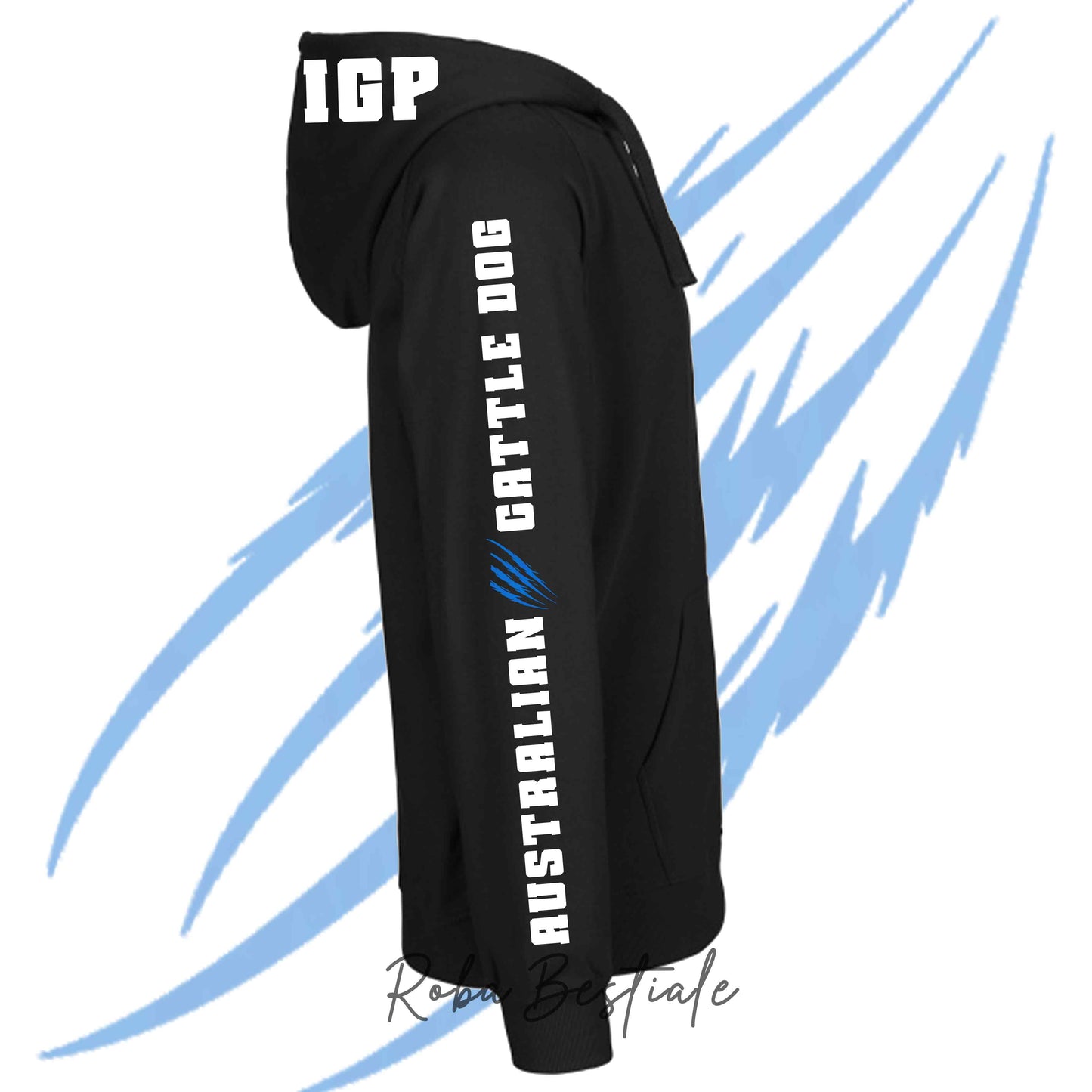 Felpa Invernale Full Zip IGP4 - AUSTRALIAN CATTLE DOG - Unisex - Nera - Dettagli in Colore a Scelta - dalla XS alla 3XL