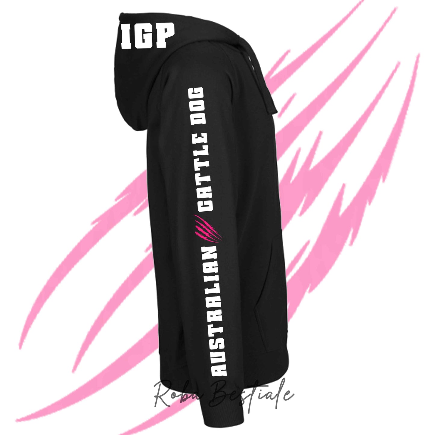Felpa Invernale Full Zip IGP4 - AUSTRALIAN CATTLE DOG - Unisex - Nera - Dettagli in Colore a Scelta - dalla XS alla 3XL