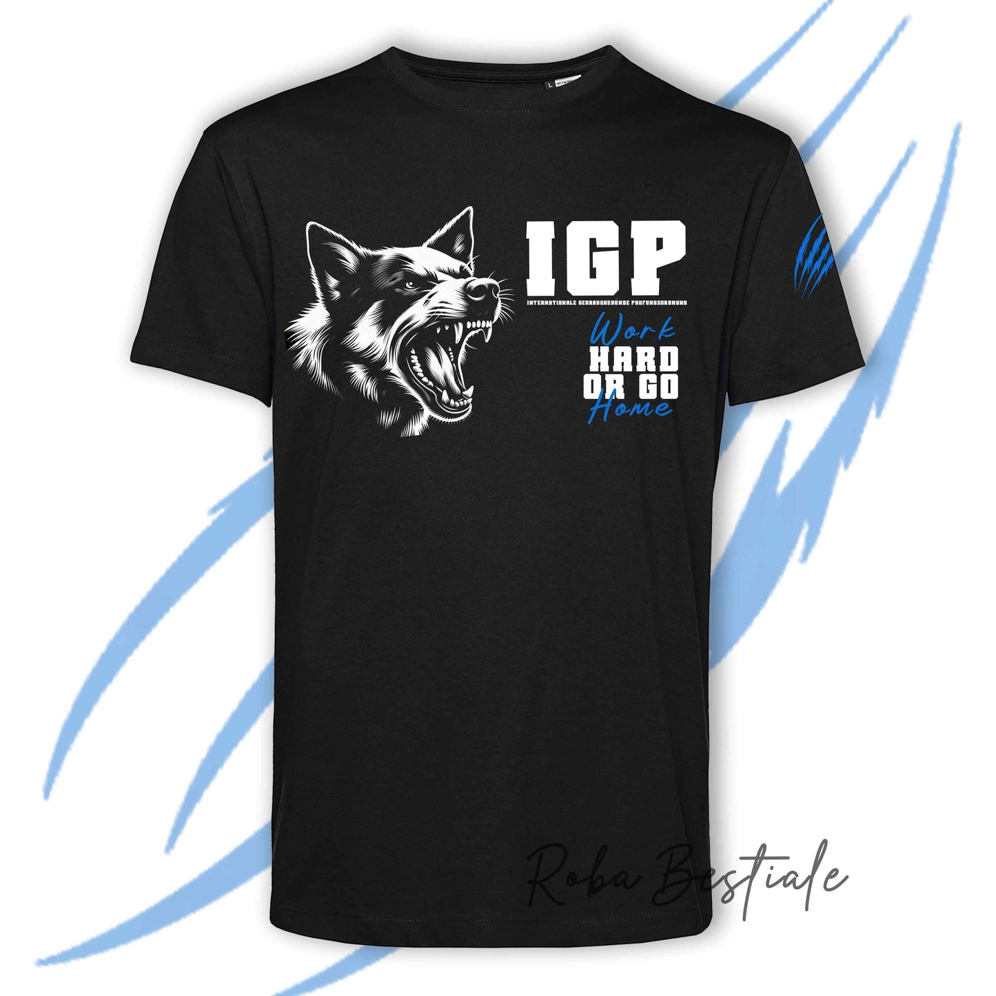 T-Shirt IGP4 - AUSTRALIAN CATTLE DOG - Dettagli in 4 Colori - NERA, 100% Cotone, Uomo o Donna - dalla XS alla 5XL
