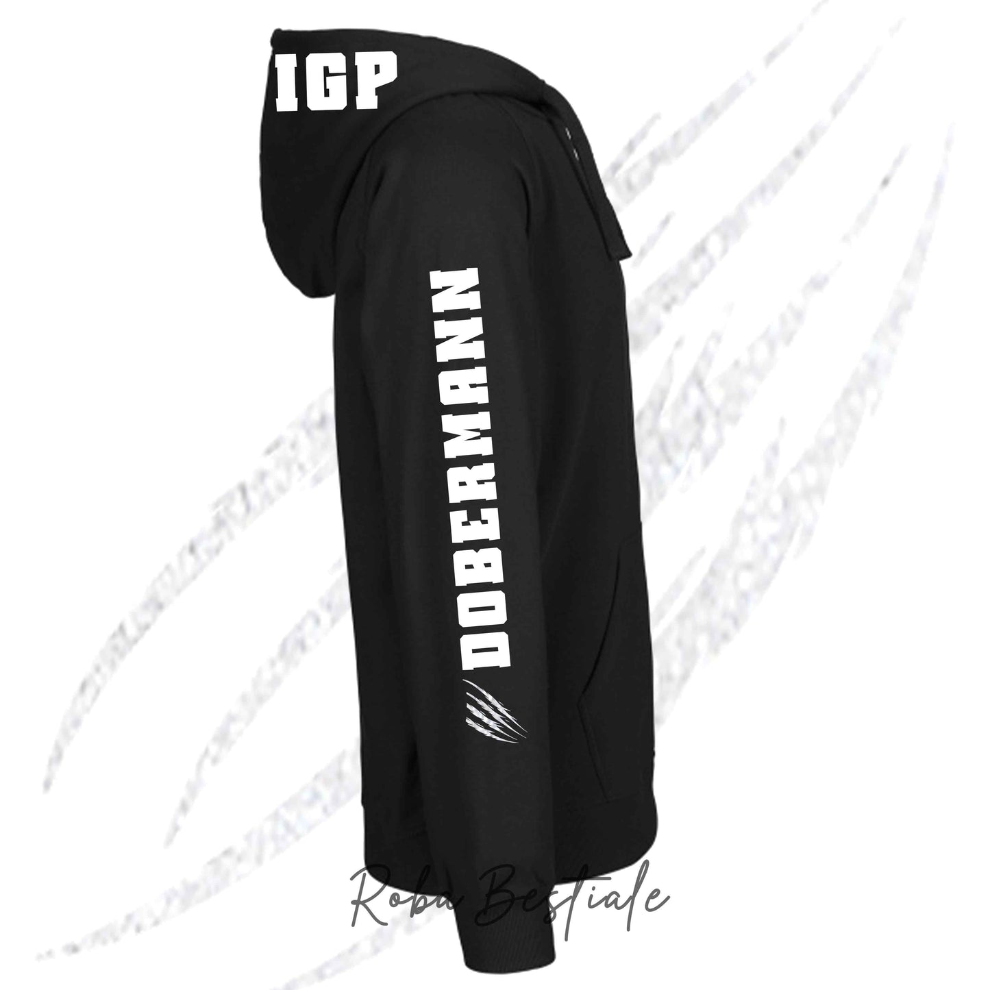 Felpa Invernale Full Zip IGP4 - DOBERMANN - GLITTER! Unisex - Nera - Dettagli in Colore a Scelta - dalla XS alla 3XL