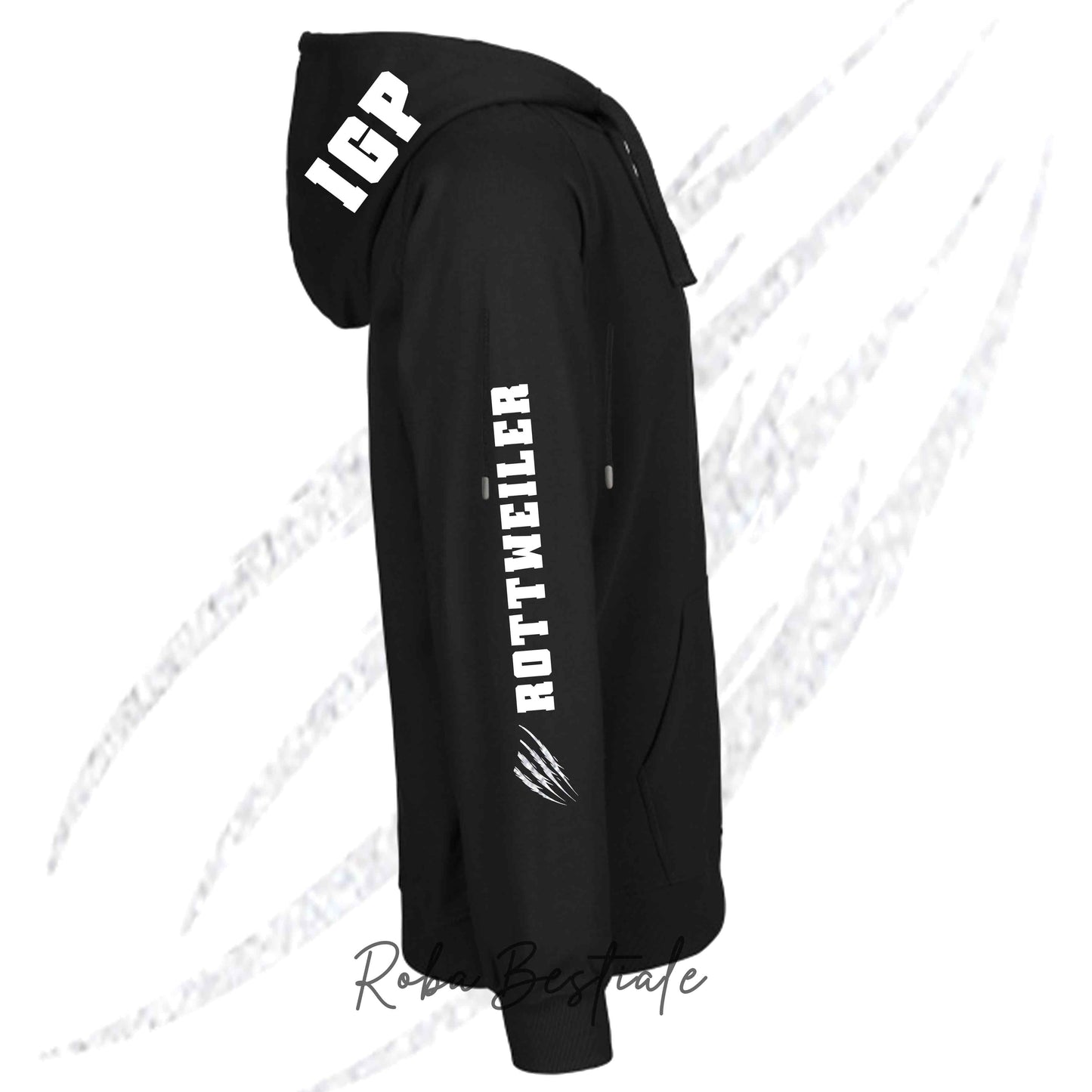 Felpa Invernale Full Zip IGP4 - ROTTWEILER - GLITTER! Unisex - Nera - Dettagli in Colore a Scelta - dalla XS alla 3XL