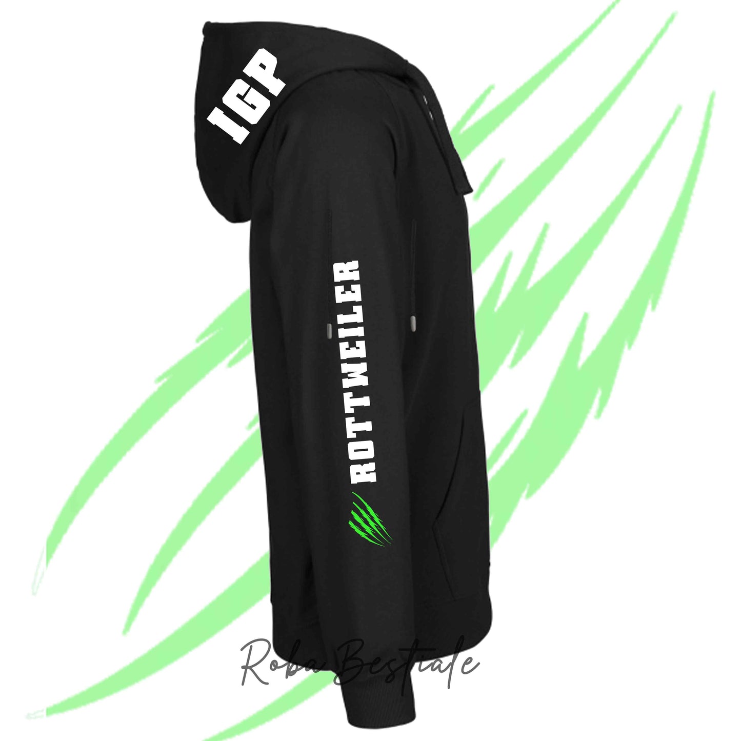 Felpa Invernale Full Zip IGP4 - ROTTWEILER - Unisex - Nera - Dettagli in Colore a Scelta - dalla XS alla 3XL