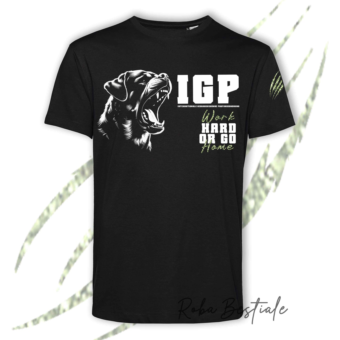 T-Shirt IGP4 - ROTTWEILER - GLITTER! NERA, 100% Cotone, Uomo o Donna - dalla XS alla 5XL
