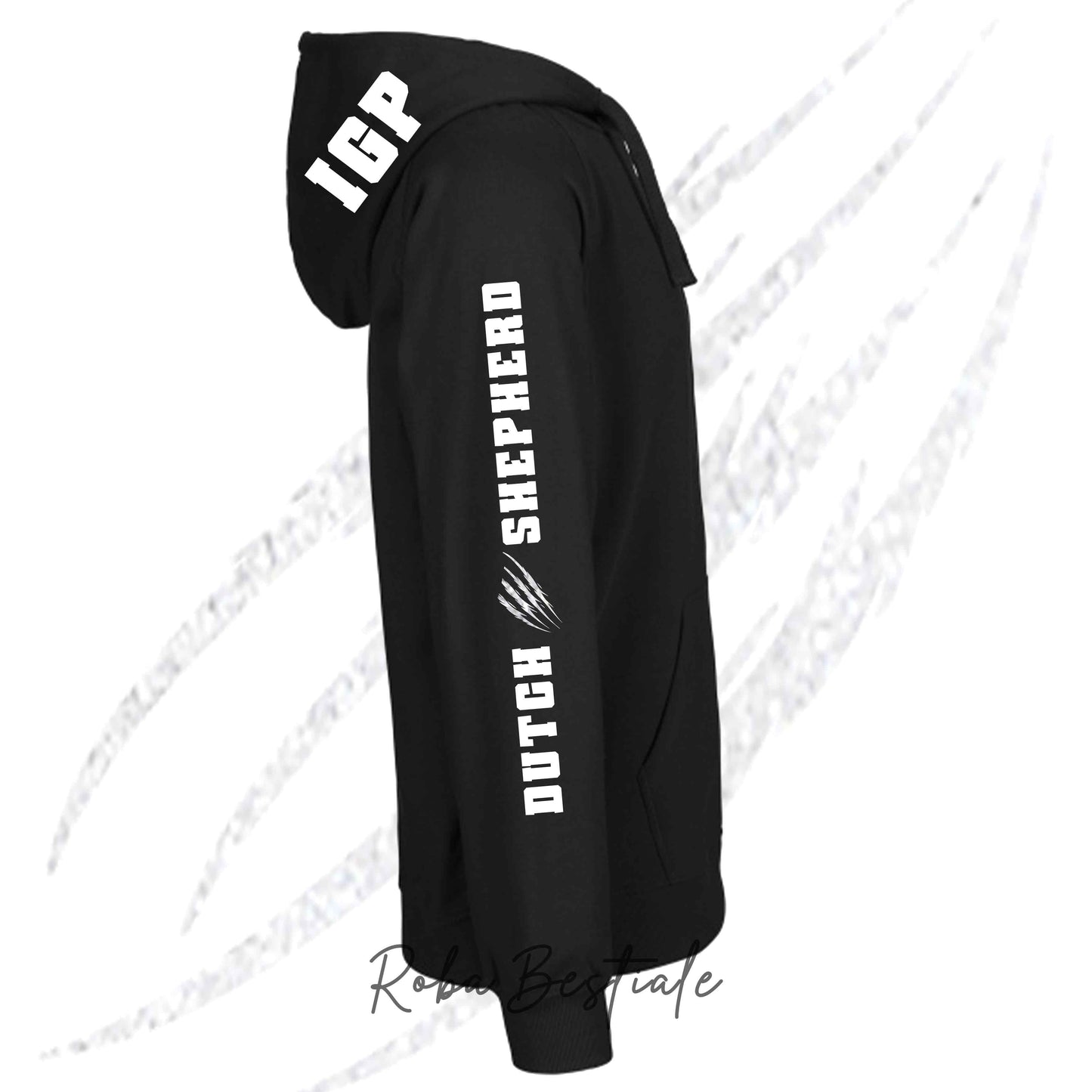 Felpa Invernale Full Zip IGP4 - PASTORE OLANDESE - GLITTER! Unisex - Nera - Dettagli in Colore a Scelta - dalla XS alla 3XL