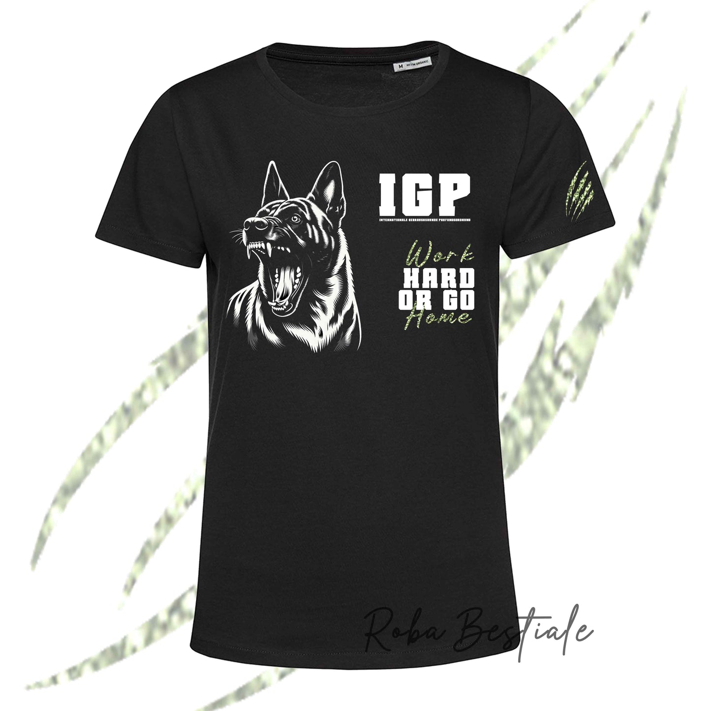 T-Shirt IGP4 - PASTORE OLANDESE - GLITTER! NERA, 100% Cotone, Uomo o Donna - dalla XS alla 5XL
