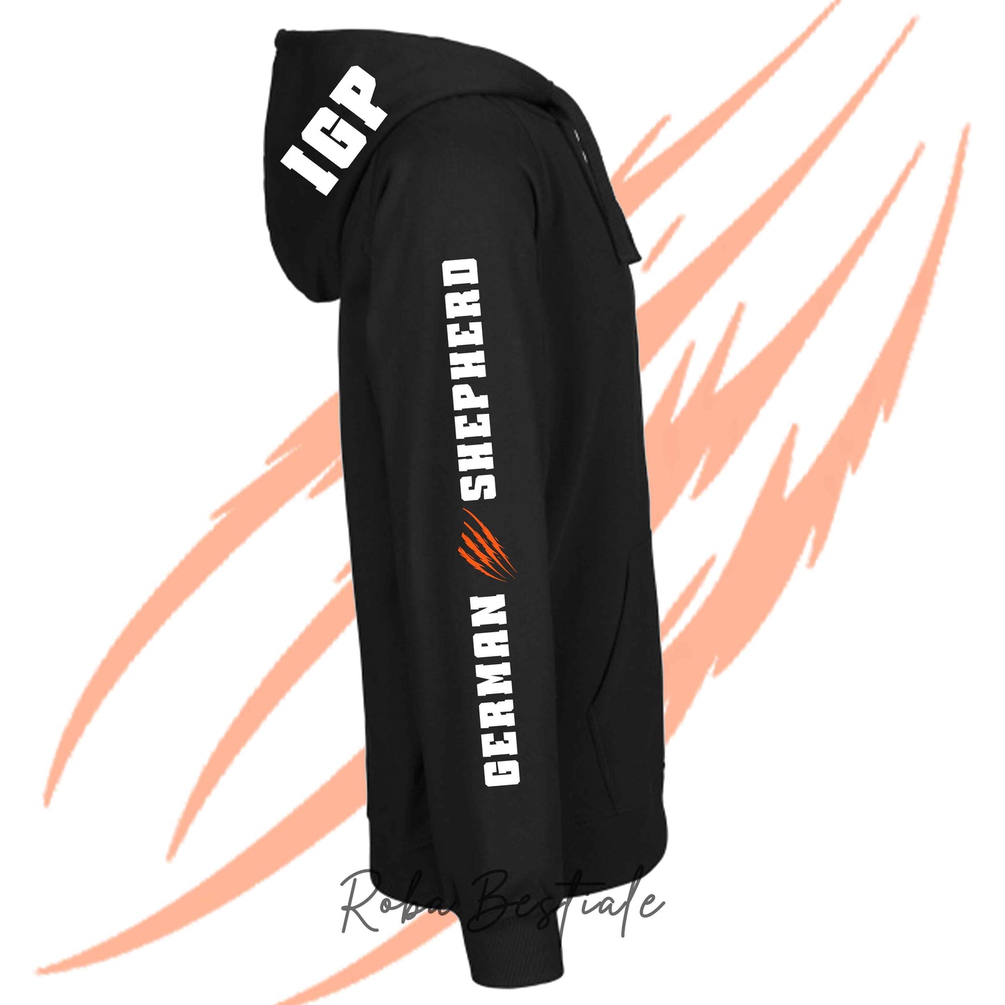 Felpa Zip IGP4 - PASTORE TEDESCO - Unisex - Nera - Dettagli in Colore a Scelta - dalla XS alla 3XL