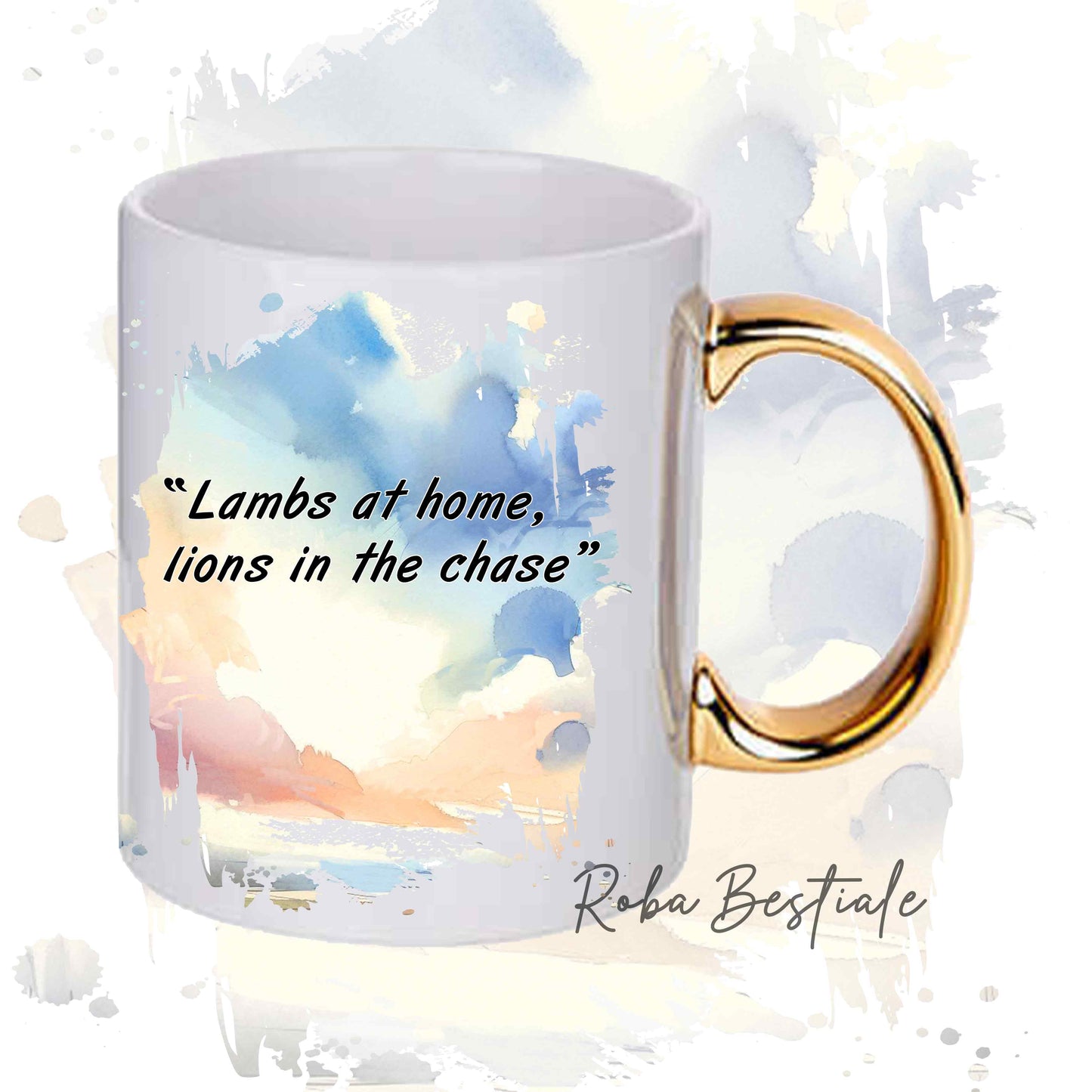 Tazza BEHAVIOR - IRISH WOLFHOUND Nero - Standard FCI - In Ceramica, con manico dorato - 330 ml