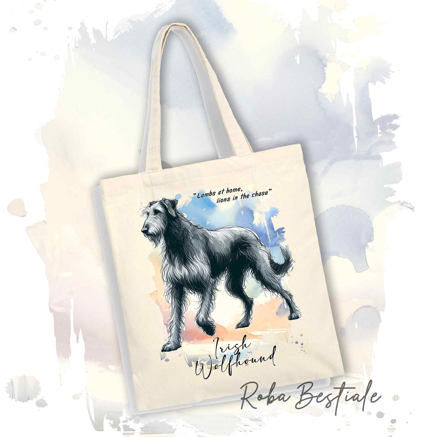 Shopper BEHAVIOR - IRISH WOLFHOUND Grigio - Standard FCI - Diversi colori disponibili, 100% Cotone