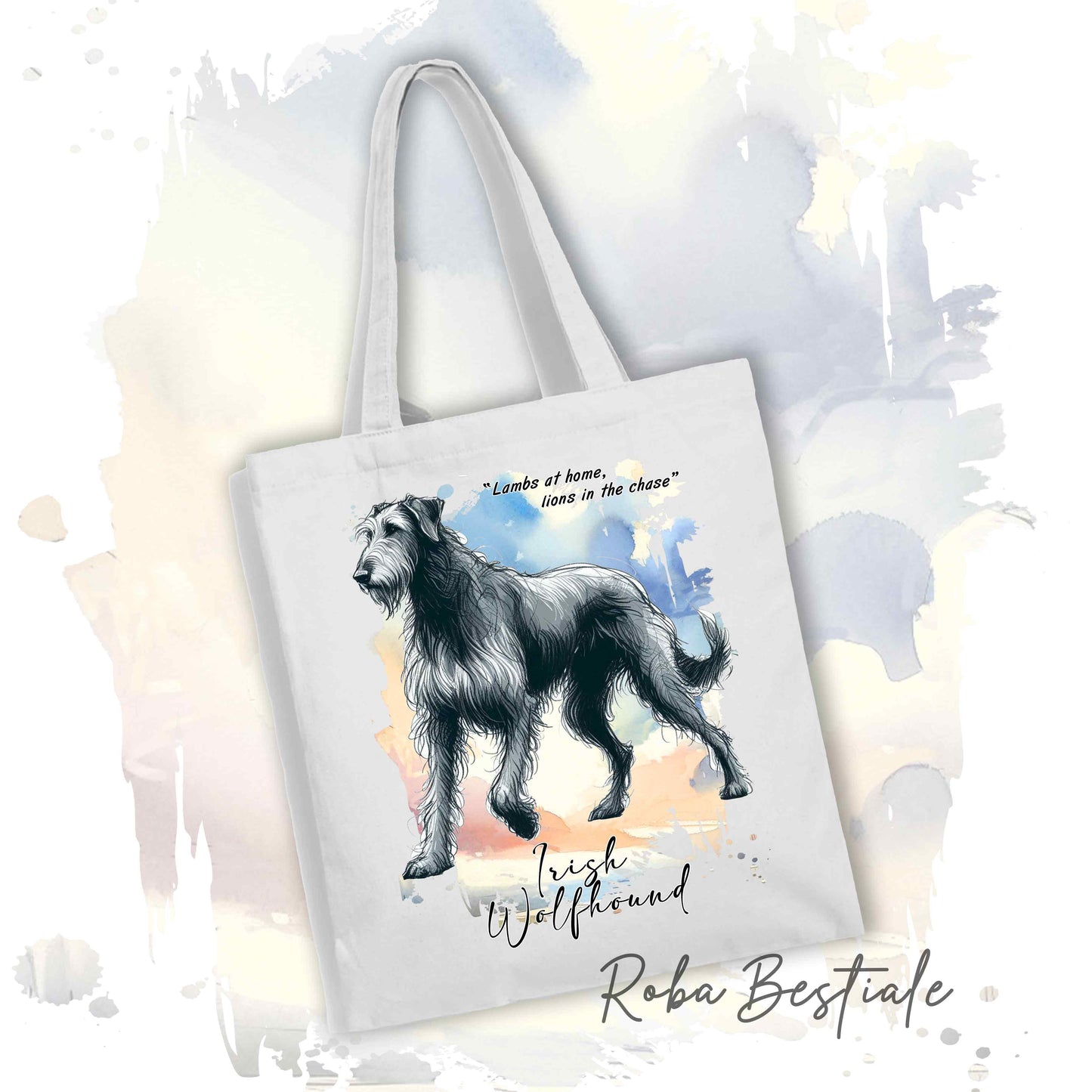 Shopper BEHAVIOR - IRISH WOLFHOUND Grigio - Standard FCI - Diversi colori disponibili, 100% Cotone