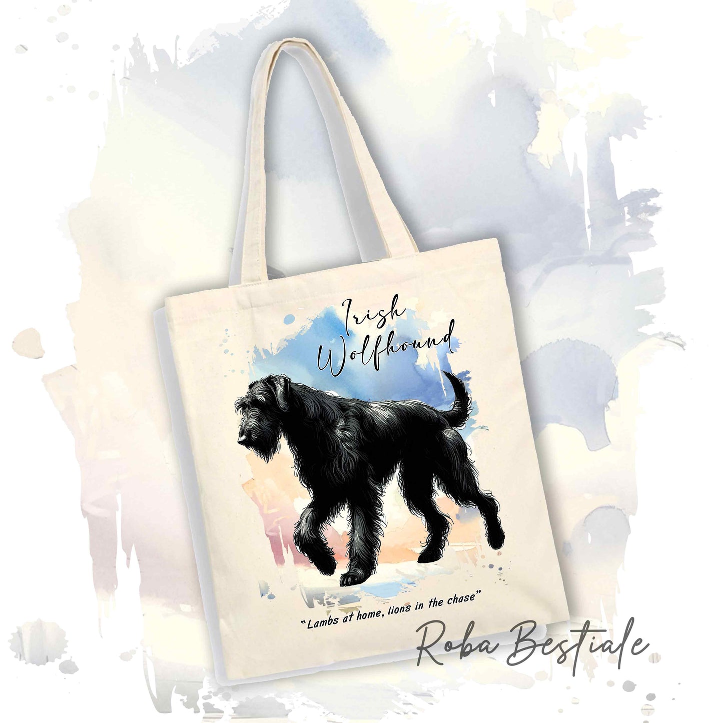 Shopper BEHAVIOR - IRISH WOLFHOUND Nero - Standard FCI - Diversi colori disponibili, 100% Cotone