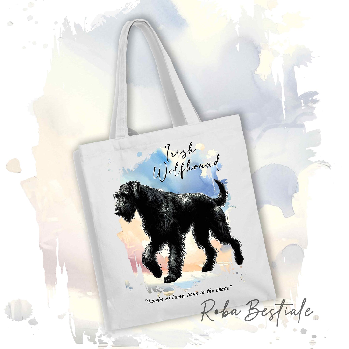 Shopper BEHAVIOR - IRISH WOLFHOUND Nero - Standard FCI - Diversi colori disponibili, 100% Cotone