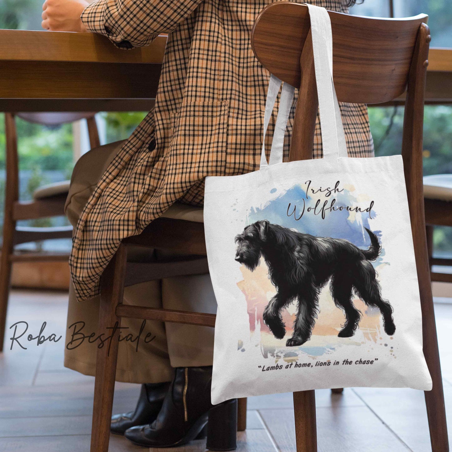 Shopper BEHAVIOR - IRISH WOLFHOUND Nero - Standard FCI - Diversi colori disponibili, 100% Cotone