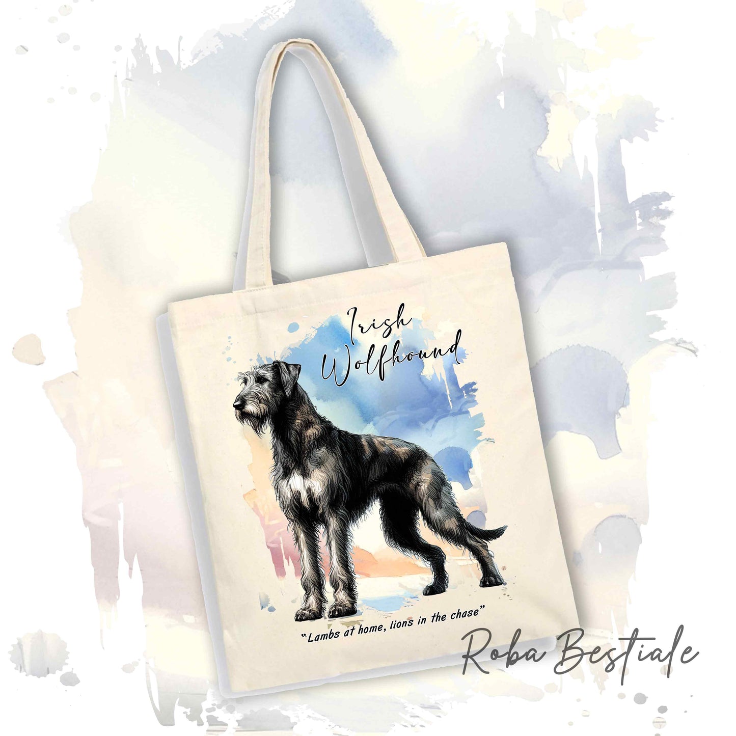 Shopper BEHAVIOR - IRISH WOLFHOUND Tigrato - Standard FCI - Diversi colori disponibili, 100% Cotone