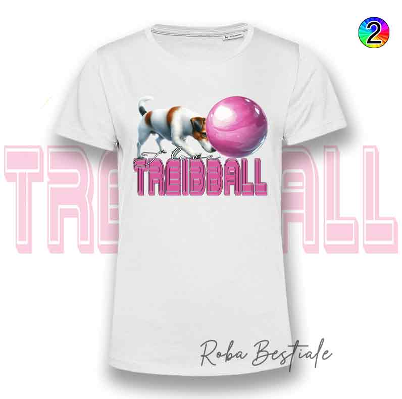 T-Shirt I LOVE TREIBBALL - JACK RUSSELL TERRIER - Scritta in due colori a scelta - dalla XS alla 5XL